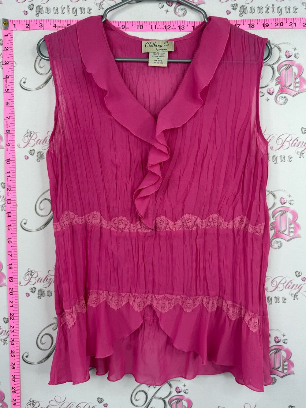 CLOTHING CO BY Notations tank top Fuchsia Ruffled Sleeveless Blouse